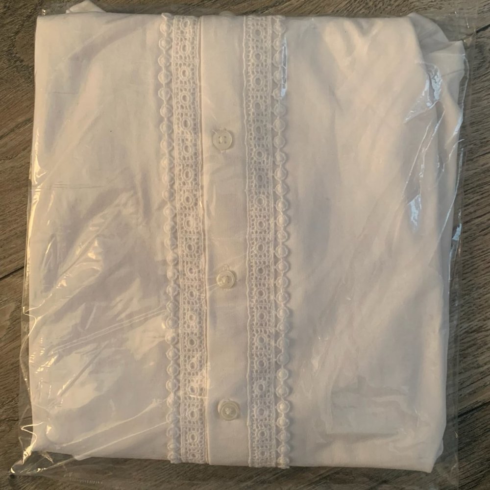 NWT LANDS' END WOMEN'S COTTON-MODAL LACE TRIM SLEEVELESS TOP WHITE XS & SMALL - Picture 8 of 12